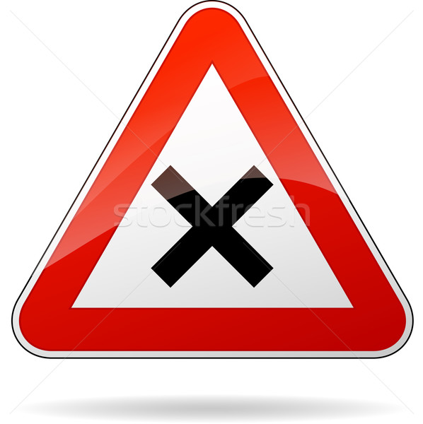 Kereszteződés felirat illusztráció háromszög figyelmeztető jel autó Stock fotó © nickylarson974