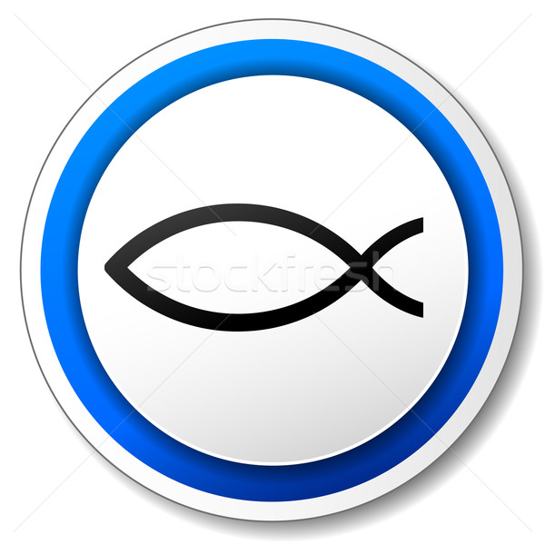 Wektora Jezusa ryb ikona niebieski biały Zdjęcia stock © nickylarson974