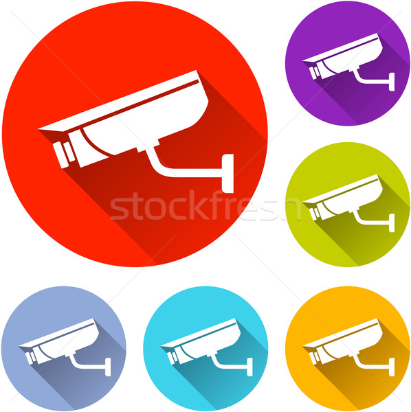Video Überwachung Symbole sechs farbenreich Design Stock foto © nickylarson974