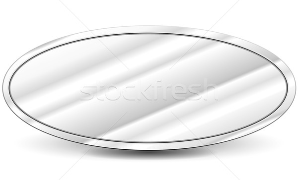 Stock fotó: Vektor · fém · ovális · üres · tányér · felirat