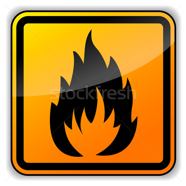 Vierkante brandbaar teken witte brand internet Stockfoto © nickylarson974