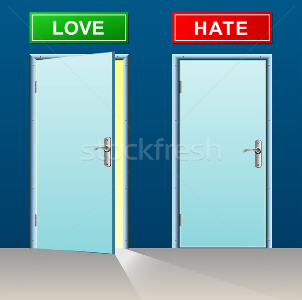 Amor odio puertas ilustración diseno puerta Foto stock © nickylarson974