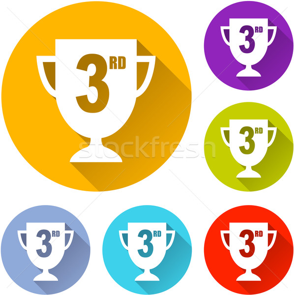 третий Кубок иконки шесть красочный дизайна Сток-фото © nickylarson974
