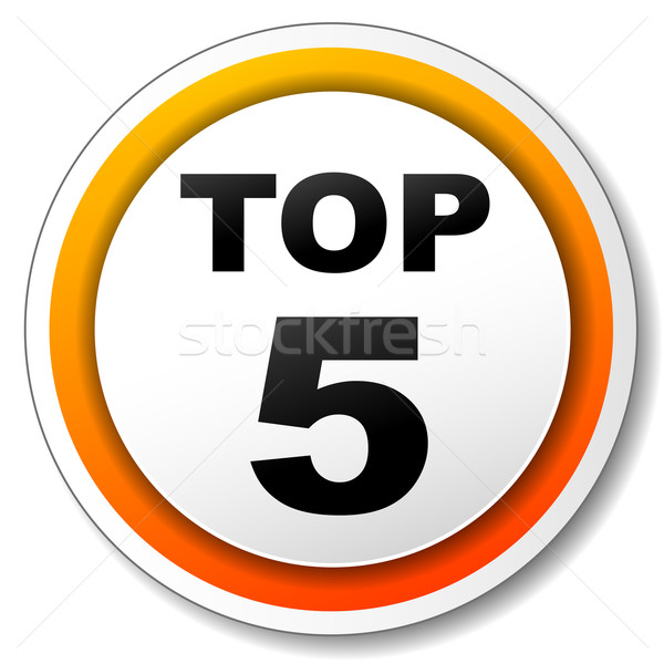 Stockfoto: Top · vijf · icon · illustratie · oranje · ontwerp