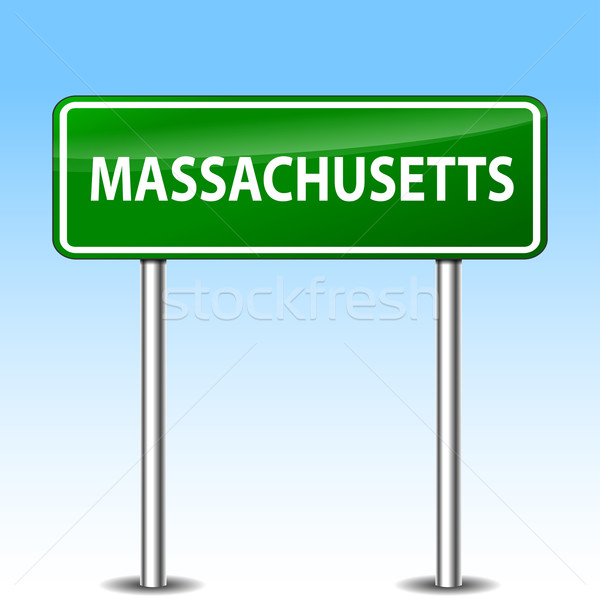 ストックフォト: マサチューセッツ州 · にログイン · 実例 · 緑 · 金属 · 道路標識