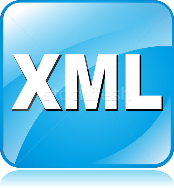 Xml 圖標 插圖 藍色 廣場 設計 商業照片 © nickylarson974