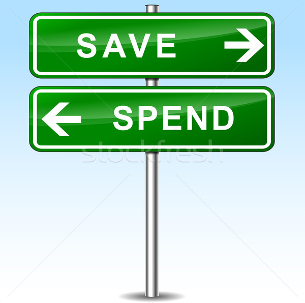 save and spend directions sign Stock photo © nickylarson974