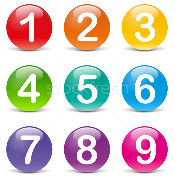 Vector gekleurd nummers iconen witte teken Stockfoto © nickylarson974