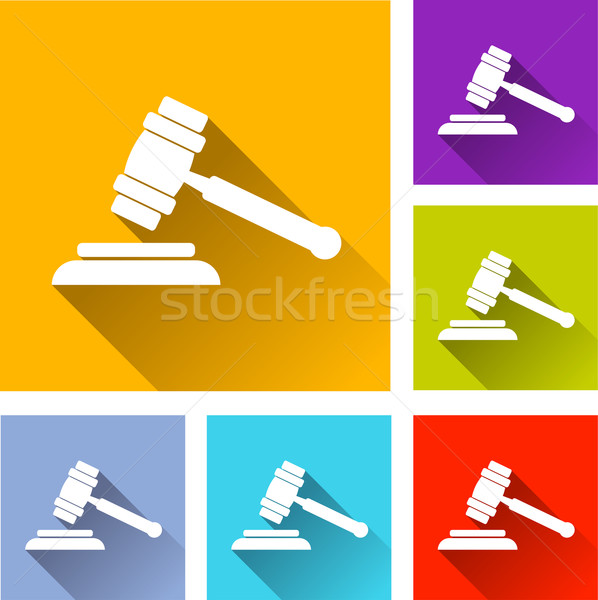 justice hammer icons Stock photo © nickylarson974