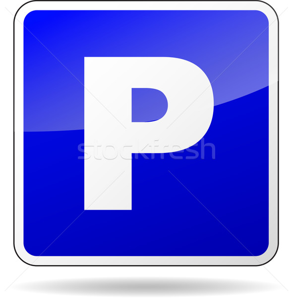 Foto stock: Vetor · estacionamento · assinar · azul · praça · ícone