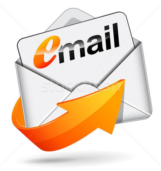 Vettore e-mail busta arrow icona arancione Foto d'archivio © nickylarson974