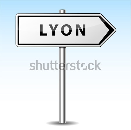 Vetor Lyon poste de sinalização céu estrada projeto Foto stock © nickylarson974