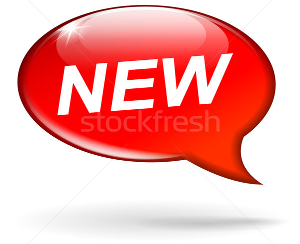 Vector nuevos bocadillo rojo tienda hablar Foto stock © nickylarson974