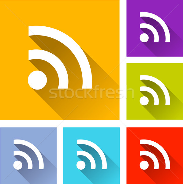 Stockfoto: Wifi · iconen · illustratie · ontwerp · ingesteld · oranje