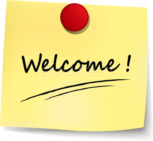 welcome yellow note Stock photo © nickylarson974