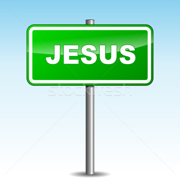 Vektor Jézus útjelző tábla zöld égbolt absztrakt Stock fotó © nickylarson974