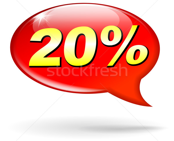 Stock photo: percentage red speech bubble