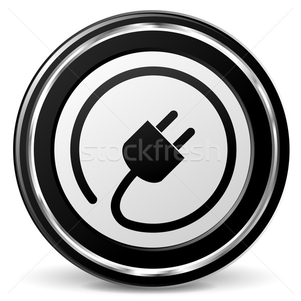 Vector plug icon zwarte chroom metaal Stockfoto © nickylarson974