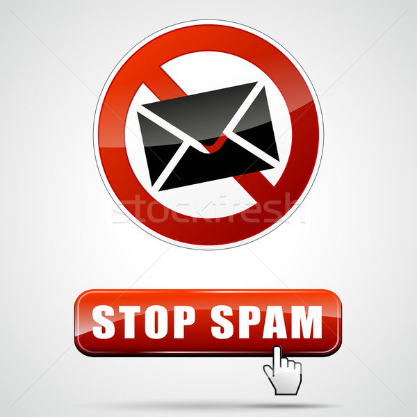 ストックフォト: 停止 · スパム · 実例 · にログイン · webボタン · インターネット