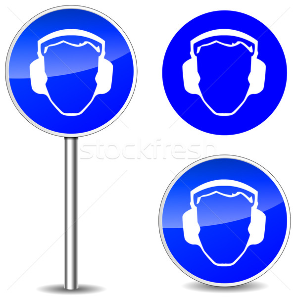 Vector siguranţă zgomot semna albastru icoane Imagine de stoc © nickylarson974