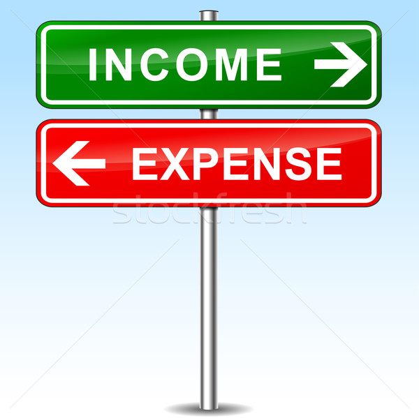 Einkommen Kosten Richtungen Zeichen Illustration Business Stock foto © nickylarson974