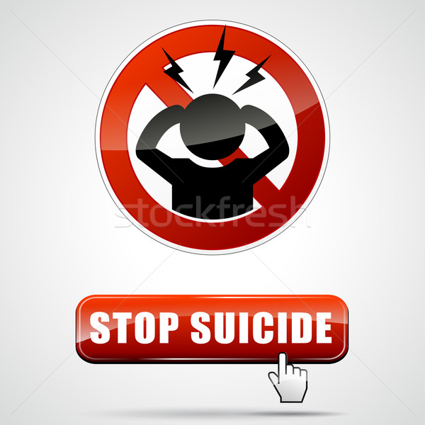 Foto stock: Pare · suicídio · assinar · ilustração · botão · dor