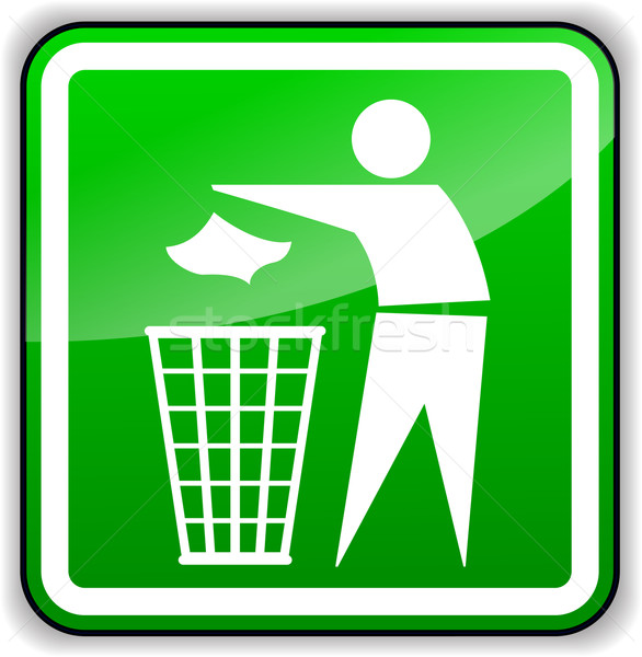 Vector throw away trash green sign Stock photo © nickylarson974