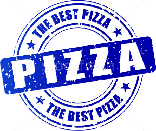 Blauw pizza stempel illustratie witte achtergrond Stockfoto © nickylarson974