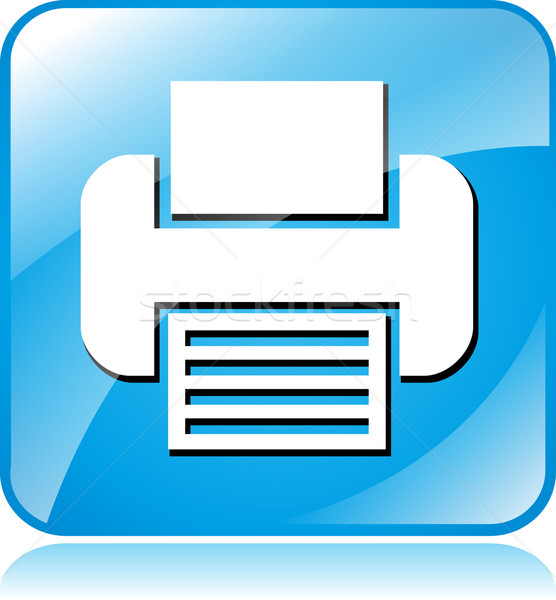 Imprimantă icoană ilustrare albastru pătrat birou Imagine de stoc © nickylarson974