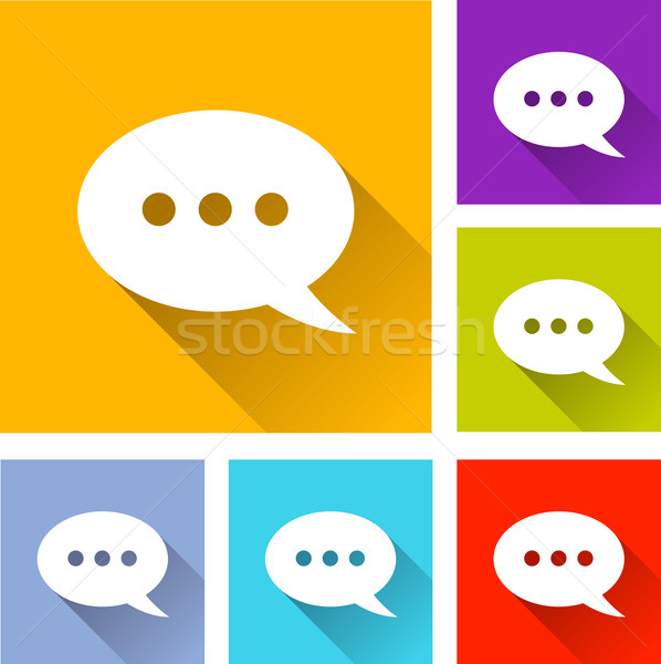 [[stock_photo]]: Chat · discours · icônes · illustration · design