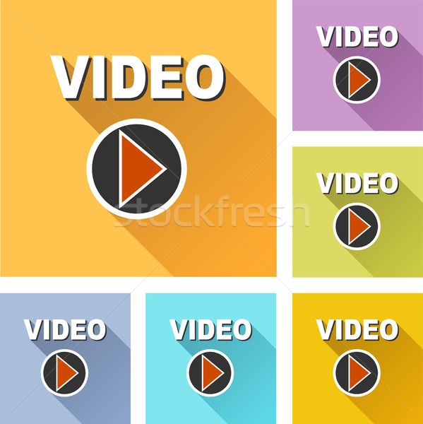 Video Set Symbole Illustration farbenreich Design Stock foto © nickylarson974