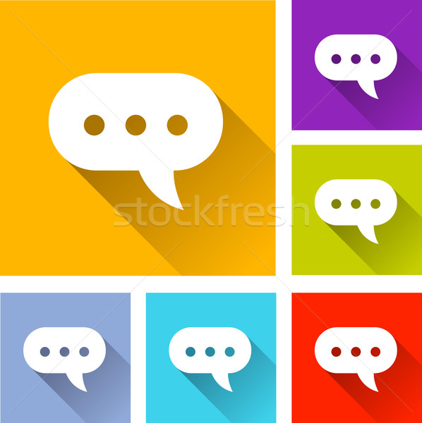 Commentaar iconen illustratie kleurrijk vierkante Stockfoto © nickylarson974