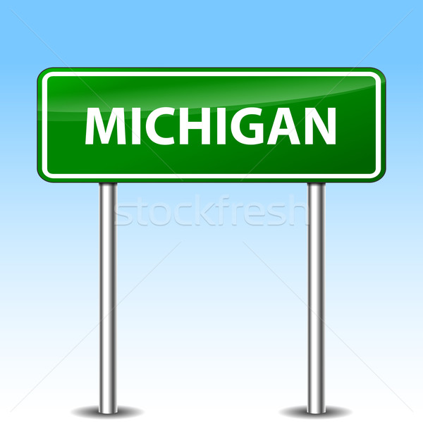 Imagine de stoc: Michigan · semna · ilustrare · verde · metal · indicator · rutier