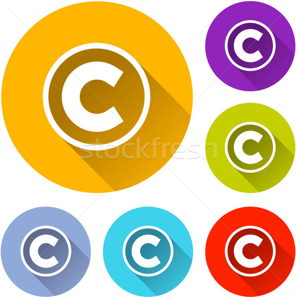Szerzői jog ikonok hat színes terv felirat Stock fotó © nickylarson974