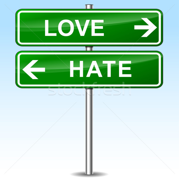 love and hate directional sign Stock photo © nickylarson974