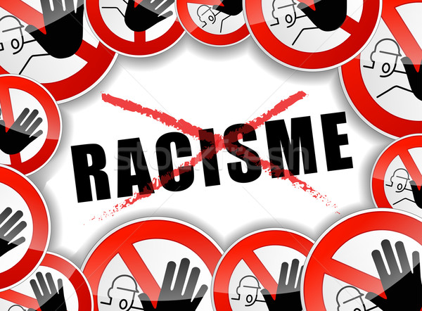 Geen racisme illustratie frans vertaling stoppen Stockfoto © nickylarson974