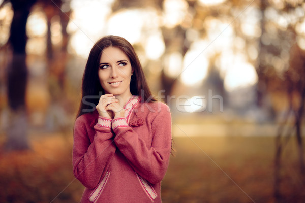 Woman Wearing Peruvian Alpaca Wool Sweater Stock photo © NicoletaIonescu
