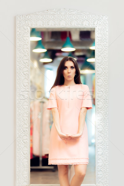 Surprised Fashion Girl in Pink Dress Stock photo © NicoletaIonescu
