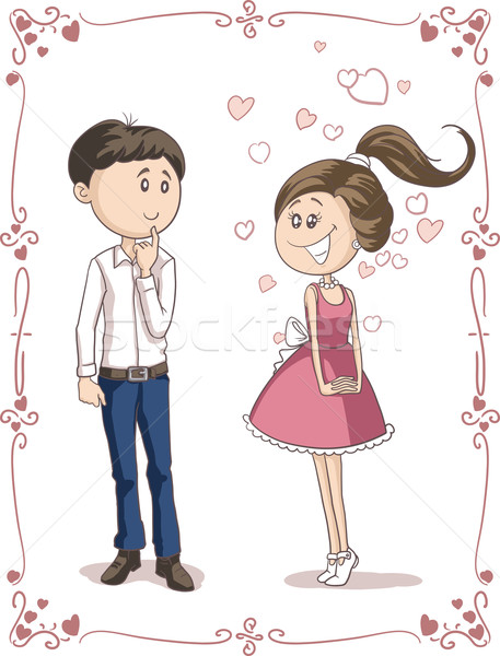 Love at First Sight Vector Cartoon Stock photo © NicoletaIonescu