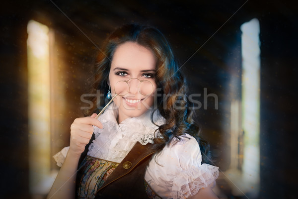 Steampunk Girl with Lorgnette  Stock photo © NicoletaIonescu