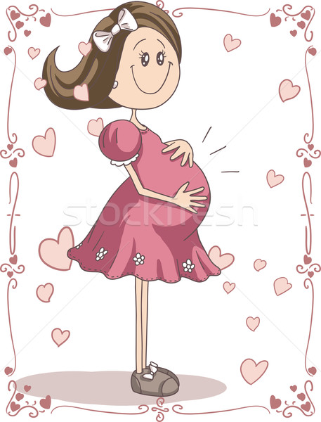 Gravidez vetor desenho animado ilustração grávida mulher jovem Foto stock © NicoletaIonescu