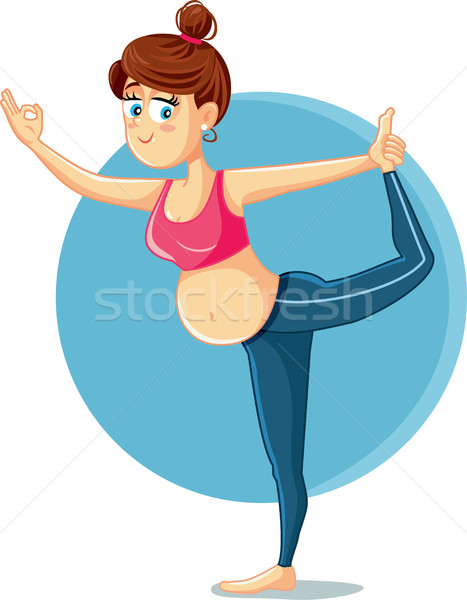 Gravidă fată yoga vector desen animat ilustrare Imagine de stoc © NicoletaIonescu