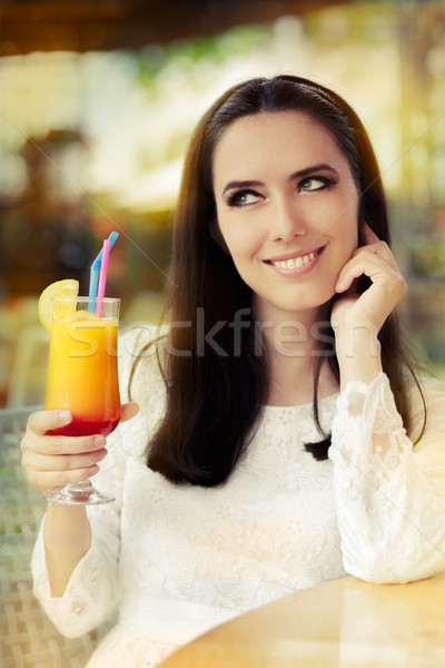 Colorido cóctel beber fuera mujer hermosa Foto stock © NicoletaIonescu
