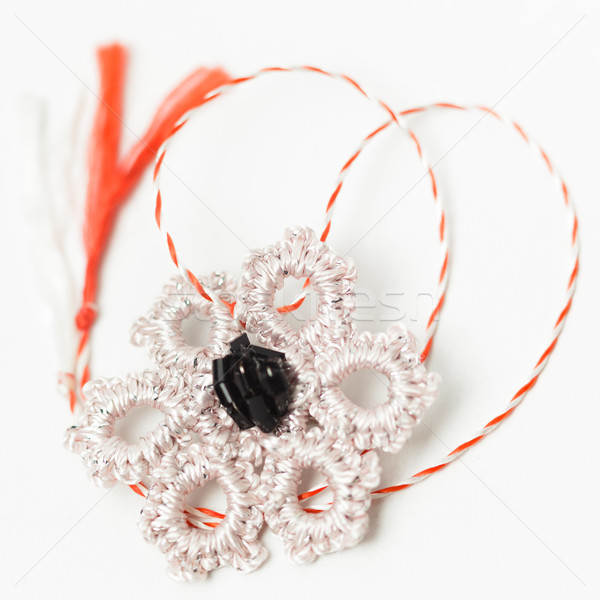 вязанье цветок ручной работы декоративный объект текстильной Сток-фото © NicoletaIonescu