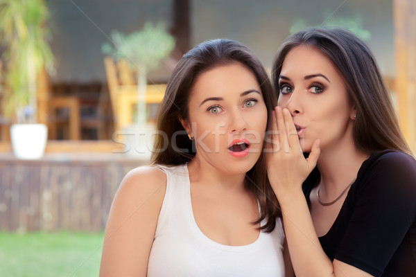 Deux meilleur ami filles chuchotement secret jeunes femmes [[stock_photo]] © NicoletaIonescu