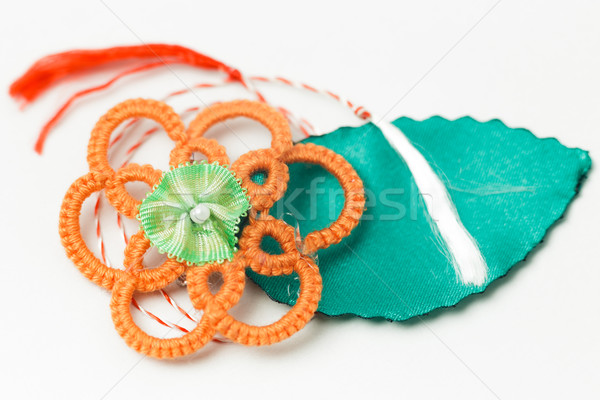 Foto stock: Croché · flor · hecho · a · mano · decorativo · objeto · textiles