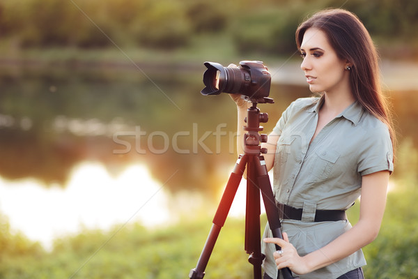 Landscape Photographer with Camera on a Tripod Stock photo © NicoletaIonescu