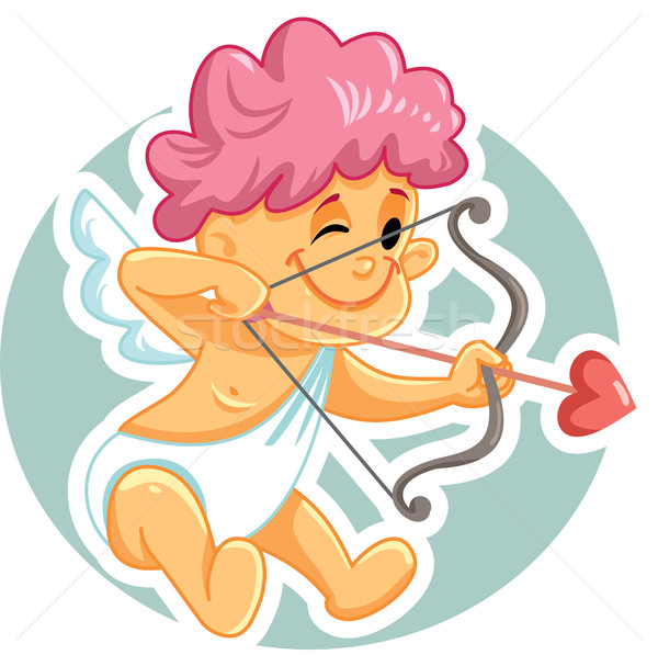 Cute Cupid with Bow and Arrow Vector Cartoon Illustration Stock photo © NicoletaIonescu