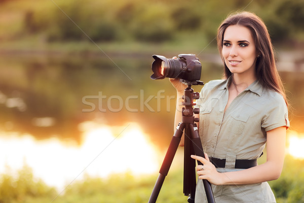 Stock photo: Landscape Photographer with Camera on a Tripod