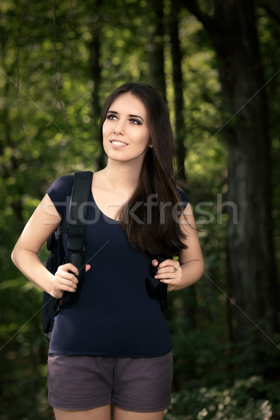 Happy Hiking Girl with Travel Backpack  Stock photo © NicoletaIonescu